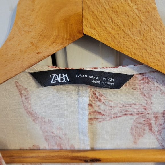 Zara floral linen blend wrap top -Size xs - Picture 10 of 12
